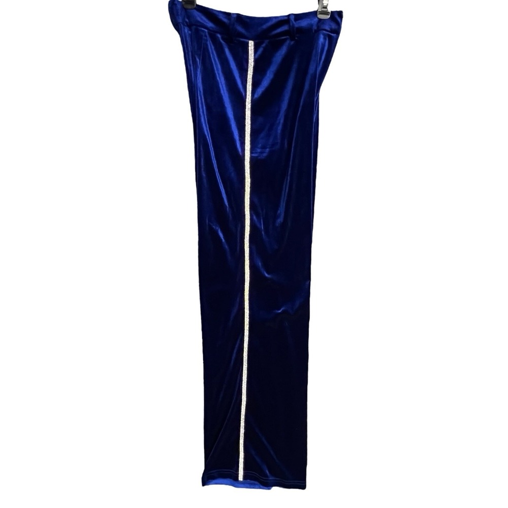 Akira Mia Luxe 2PC Outfit‎ Set Size M Cobalt Blue Velvet Rhinestone Glam Party - Picture 13 of 16